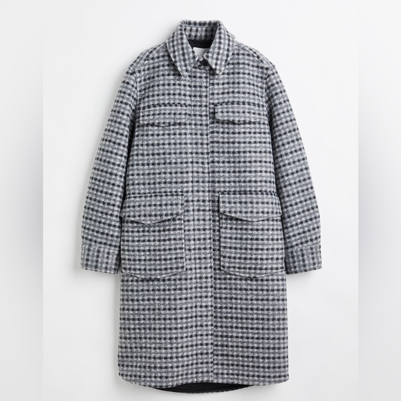 H&M Jackets & Blazers - NWT H&M LONG SHACKET in Grey/Checked
Size Small